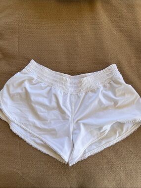 Lululemon White Elastic Waist Running Shorts